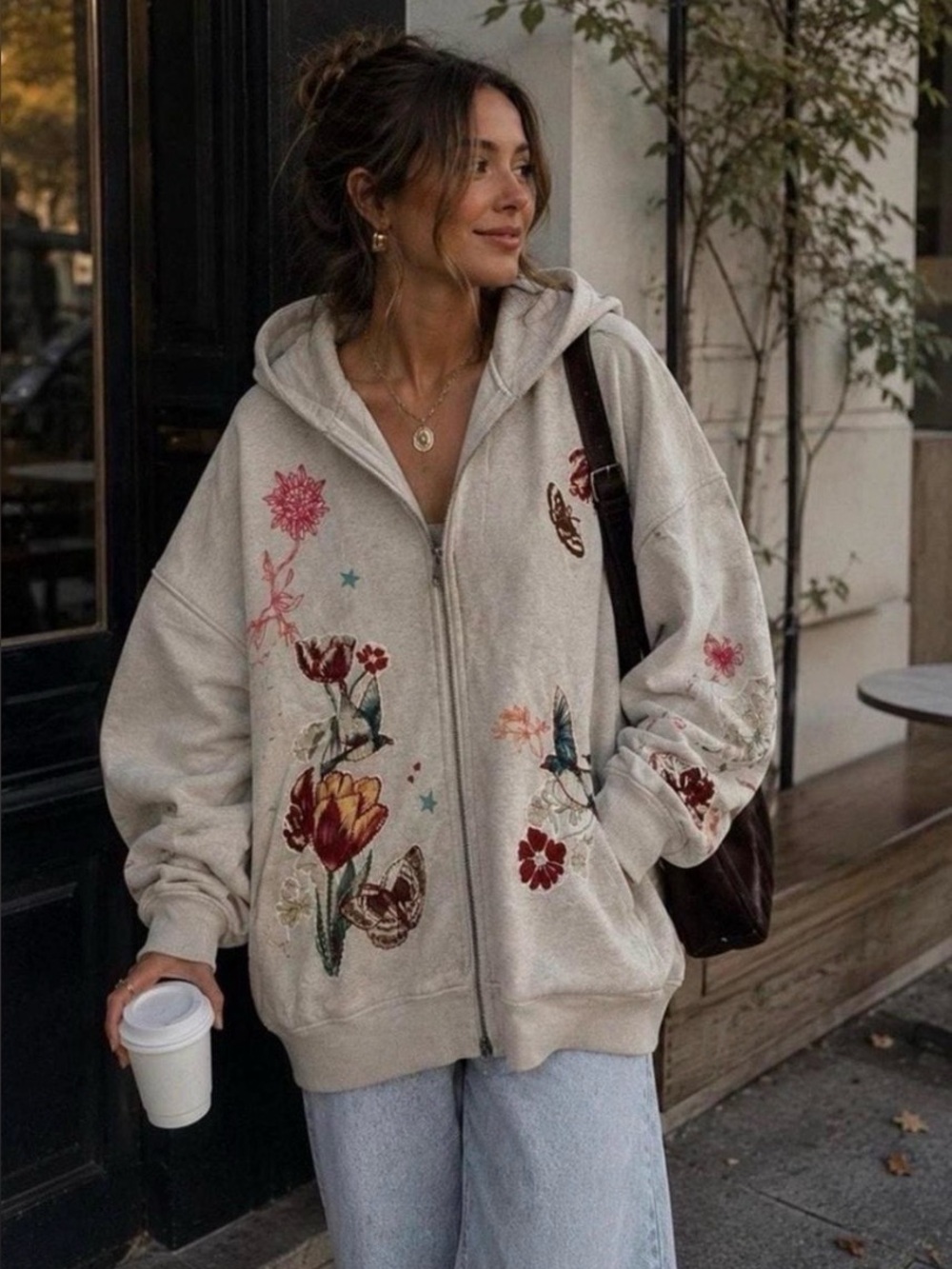 Free people Grandma's Garden Hoodie tea ivory